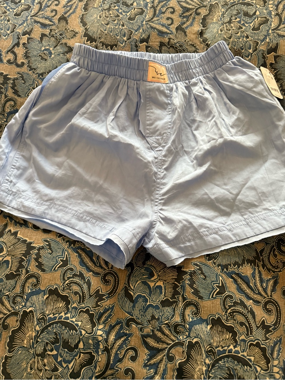 Free People Light Blue Cotton Pull-On Athletic Shorts